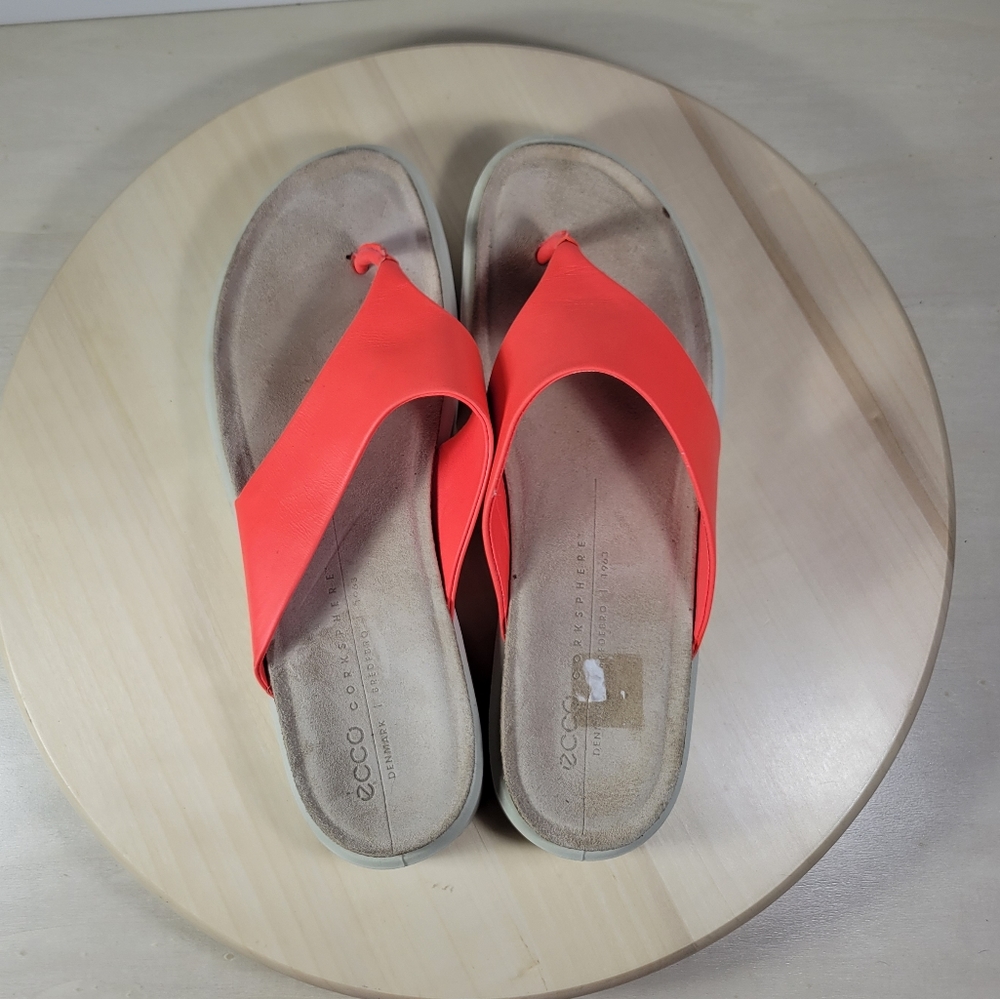Ecco Corksphere Coral Thong Sandal Womens Size 9 - Picture 5 of 11